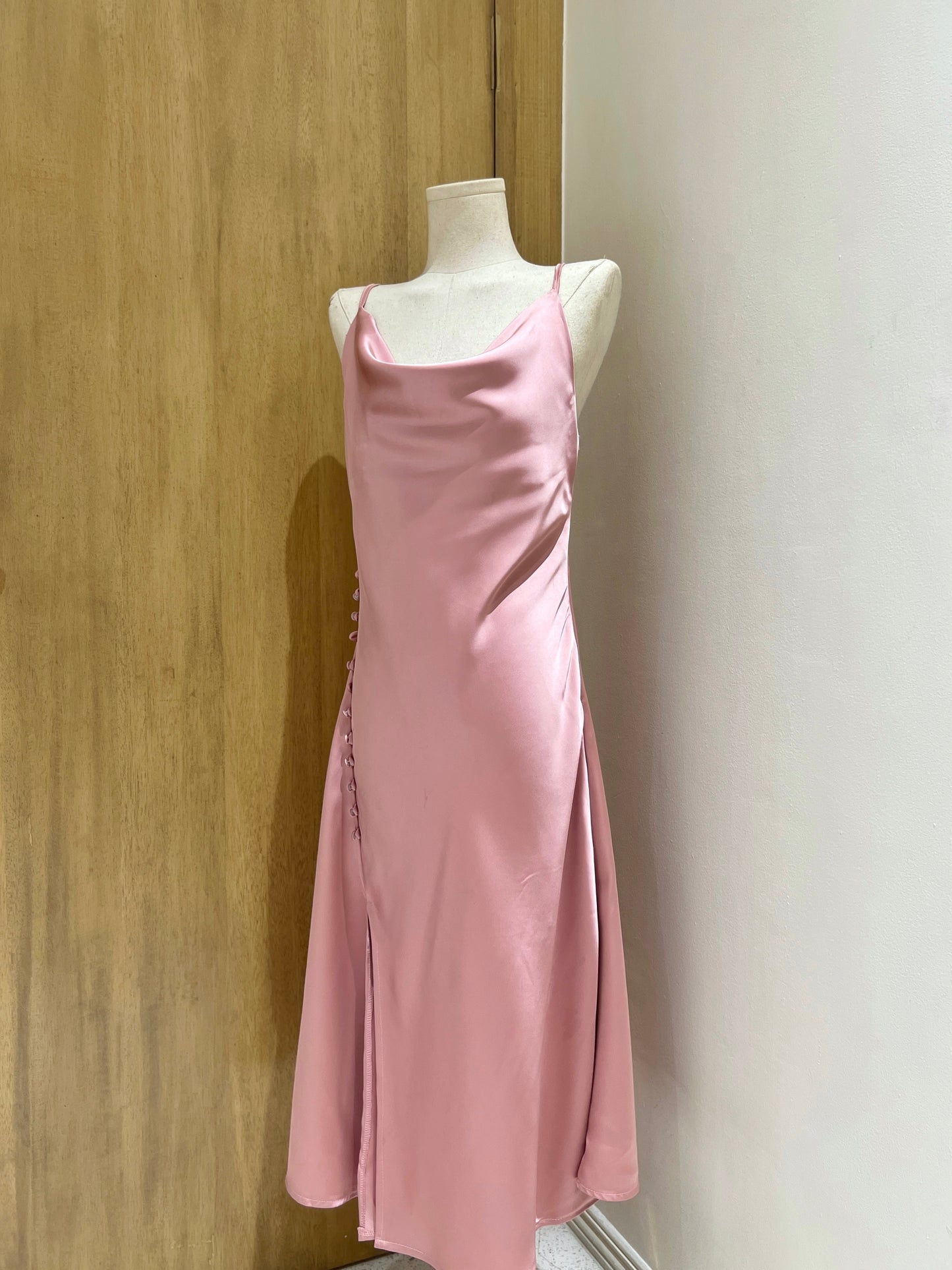 MARGARITA Cowl Silk Dress (Rose Gold)