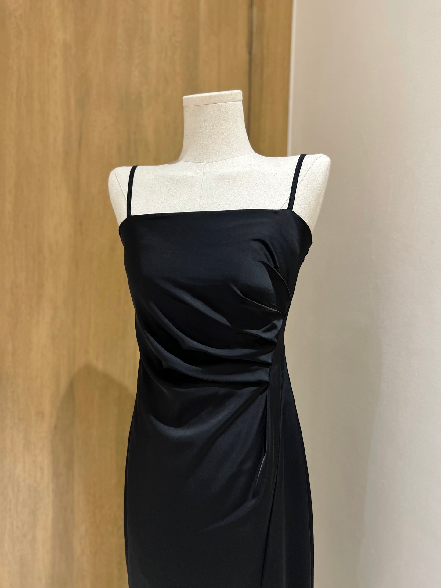 INNA Ruched Silk Dress (BLACK)