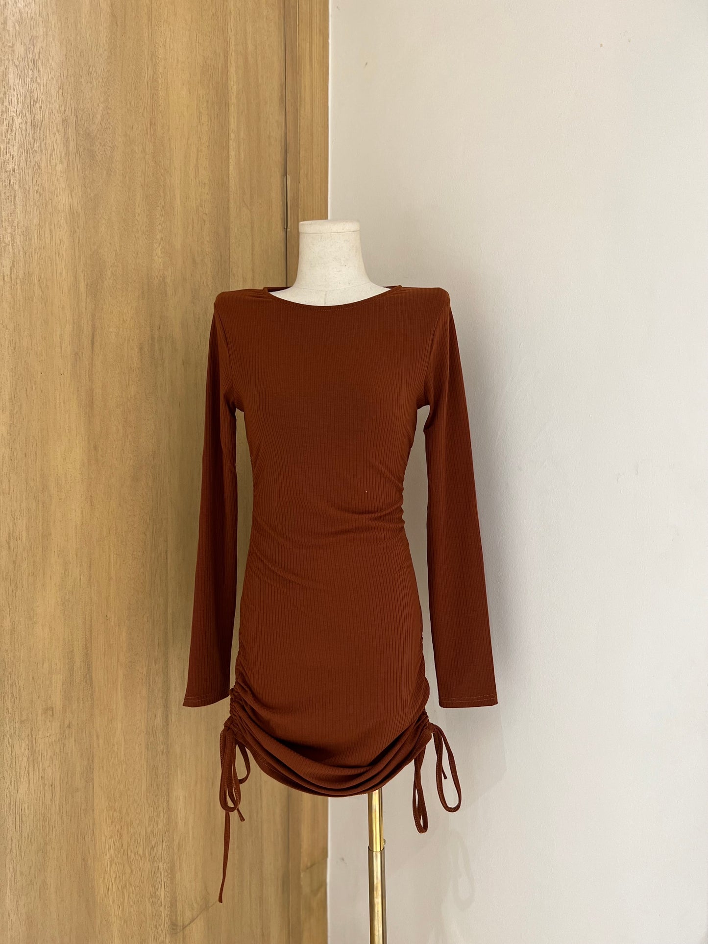 CALLIE Long Sleeve Ruched Bodycon Dress