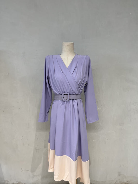 ELEA Asymmetrical Belted Dress (LILAC)
