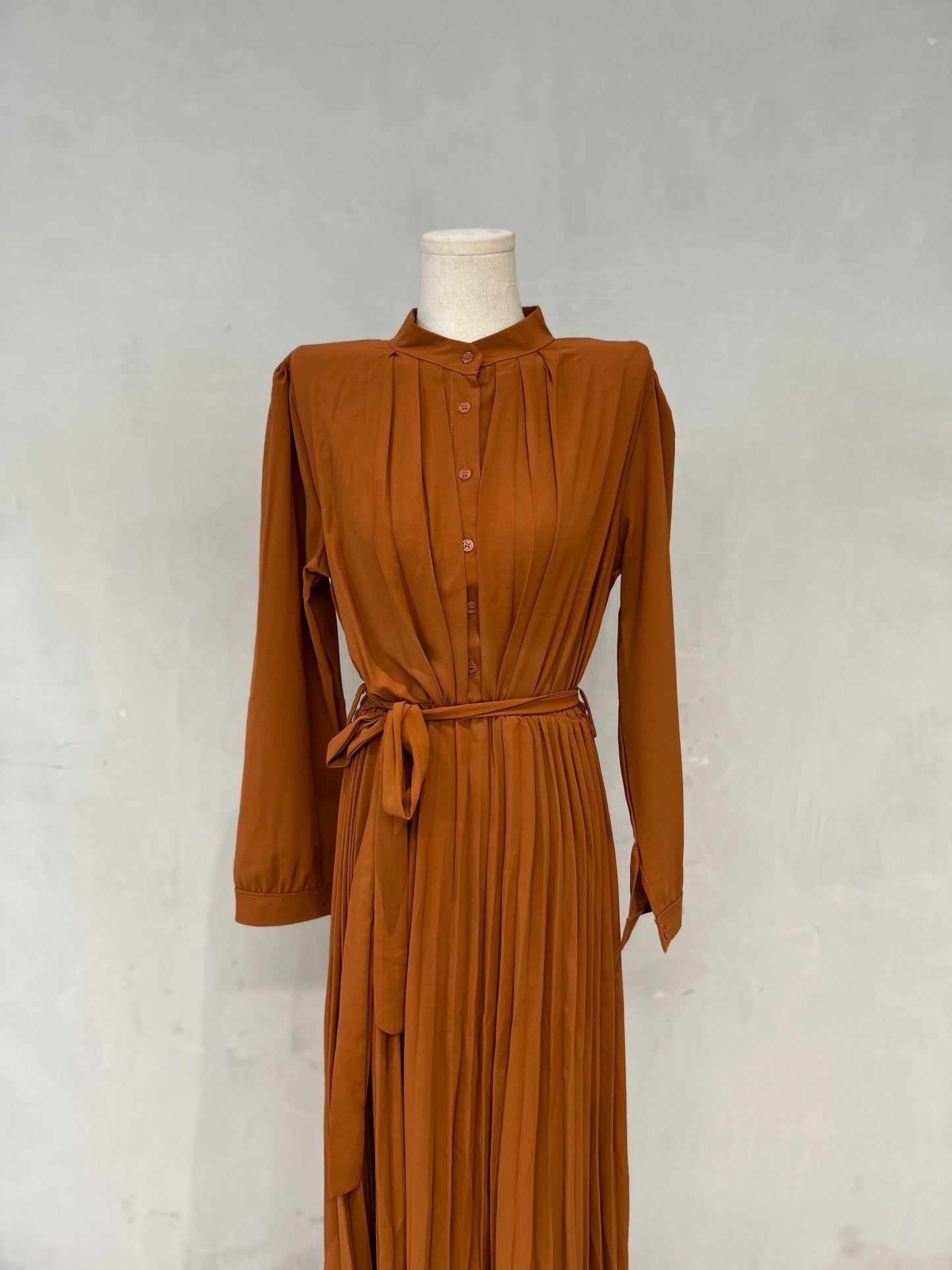 BROOKE Long Sleeve Pleated Midi Dress