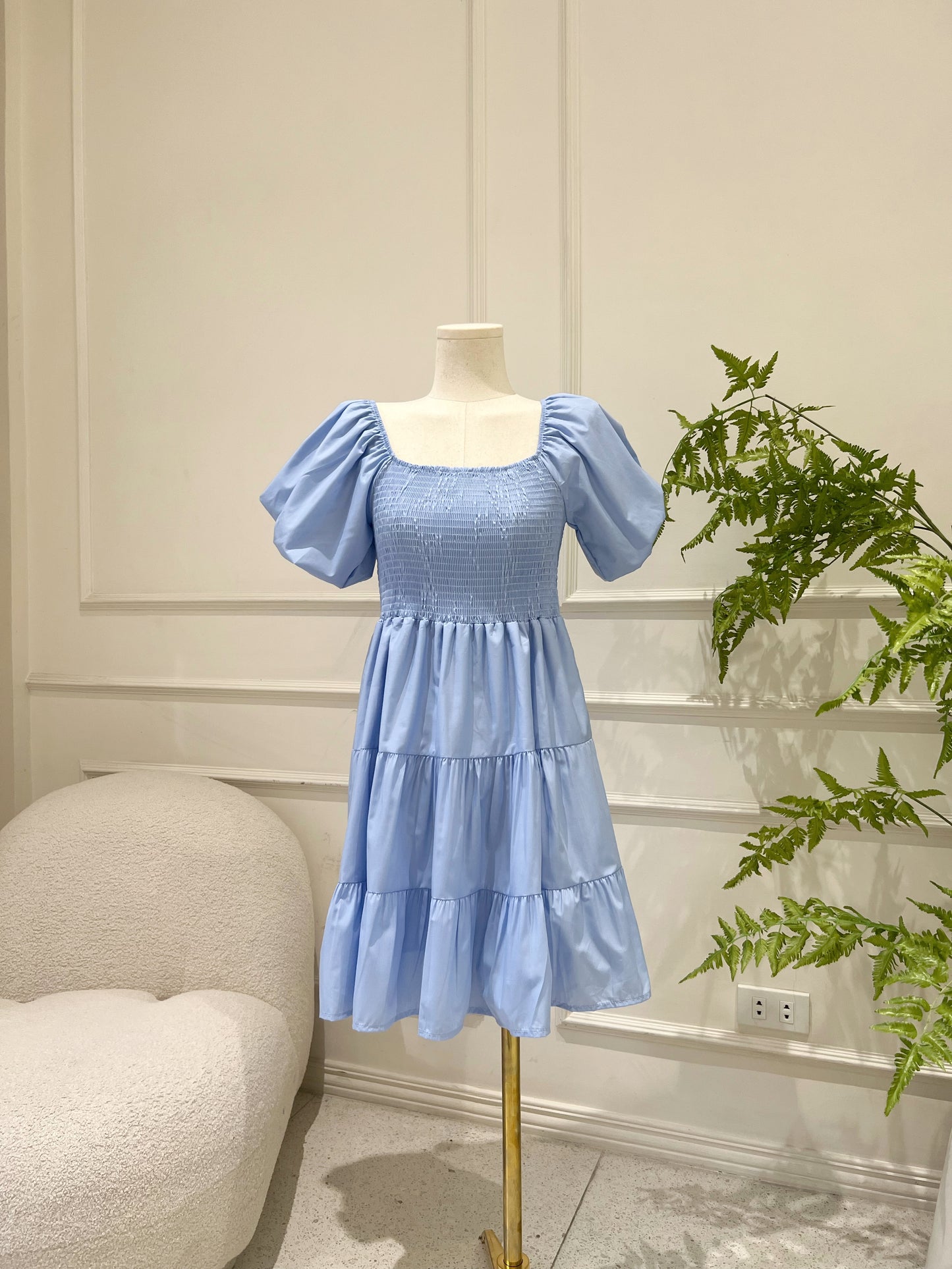 ZANNY Puff Sleeve Tiered Mini Dress