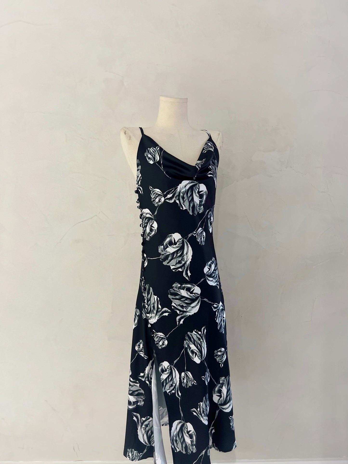 IGGY Floral Cowl Silk Dress