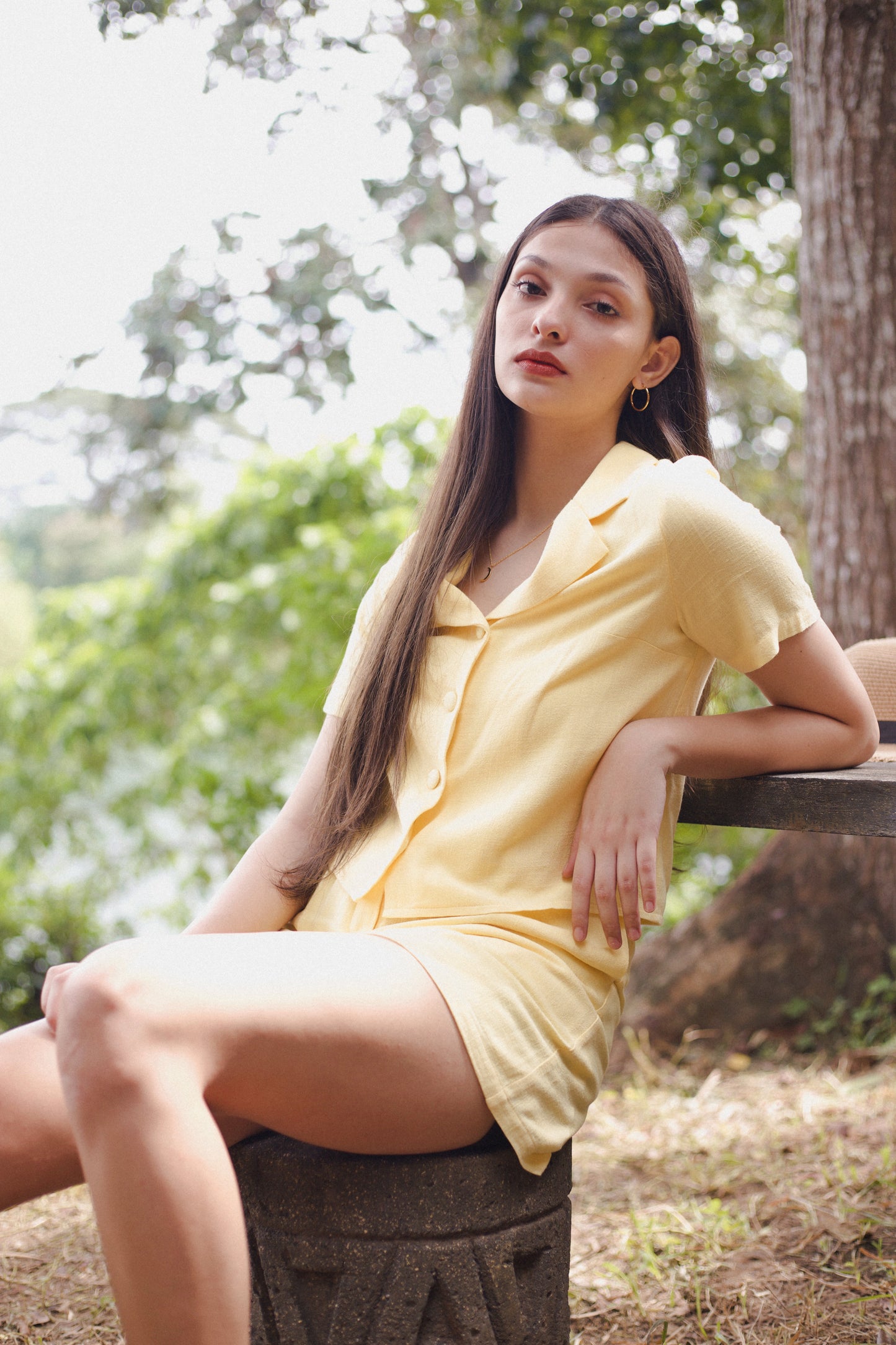 TBDA: Afternoon Tea Time Coordinates: Collared Buttondown & Belted Shorts - Lemon Yellow