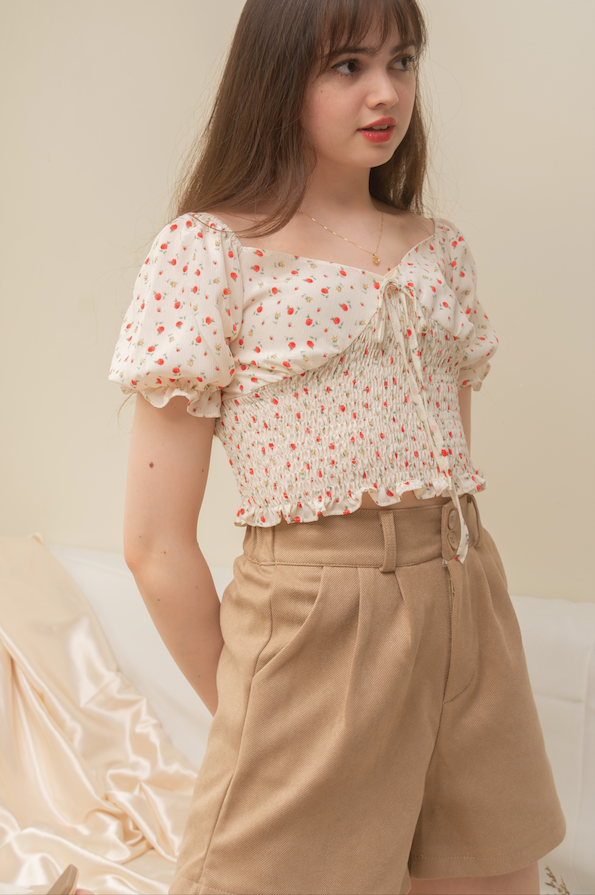 BLAKELY Puff Sleeve Top (CREMÉ FLORAL)