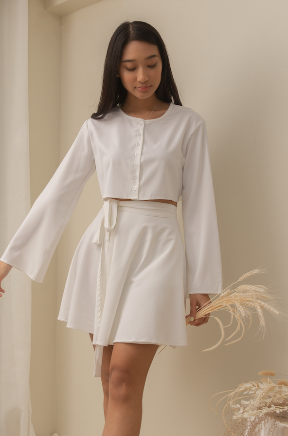 JEMIMAH Coordinates: Buttoned Long Sleeve + Wrap Skirt